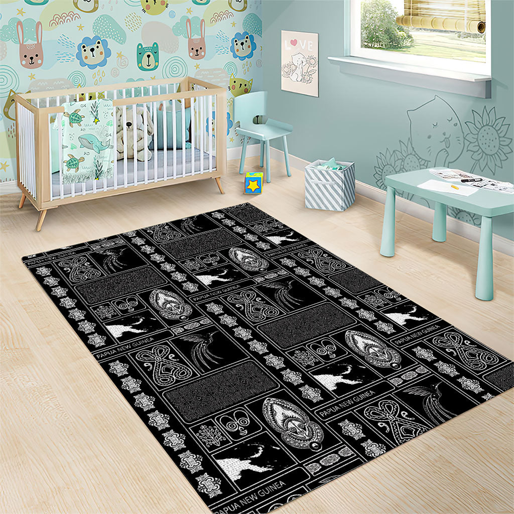 Papua New Guinea Heritage Motif Area Rug Black Version LT05 - Polynesian Pride