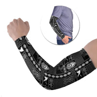 Papua New Guinea Heritage Motif Arm Sleeves Black Version LT05 Set of 2 Black - Polynesian Pride