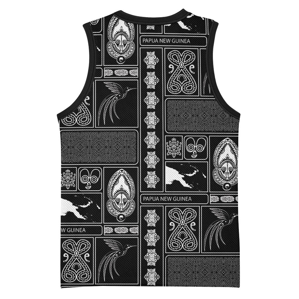 Papua New Guinea Heritage Motif Basketball Jersey Black Version LT05 - Polynesian Pride
