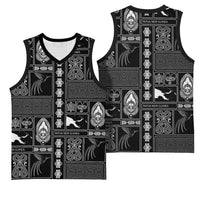 Papua New Guinea Heritage Motif Basketball Jersey Black Version LT05 - Polynesian Pride