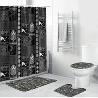 Papua New Guinea Heritage Motif Bathroom Set Black Version LT05 Bathroom Set (4 pcs) Black - Polynesian Pride