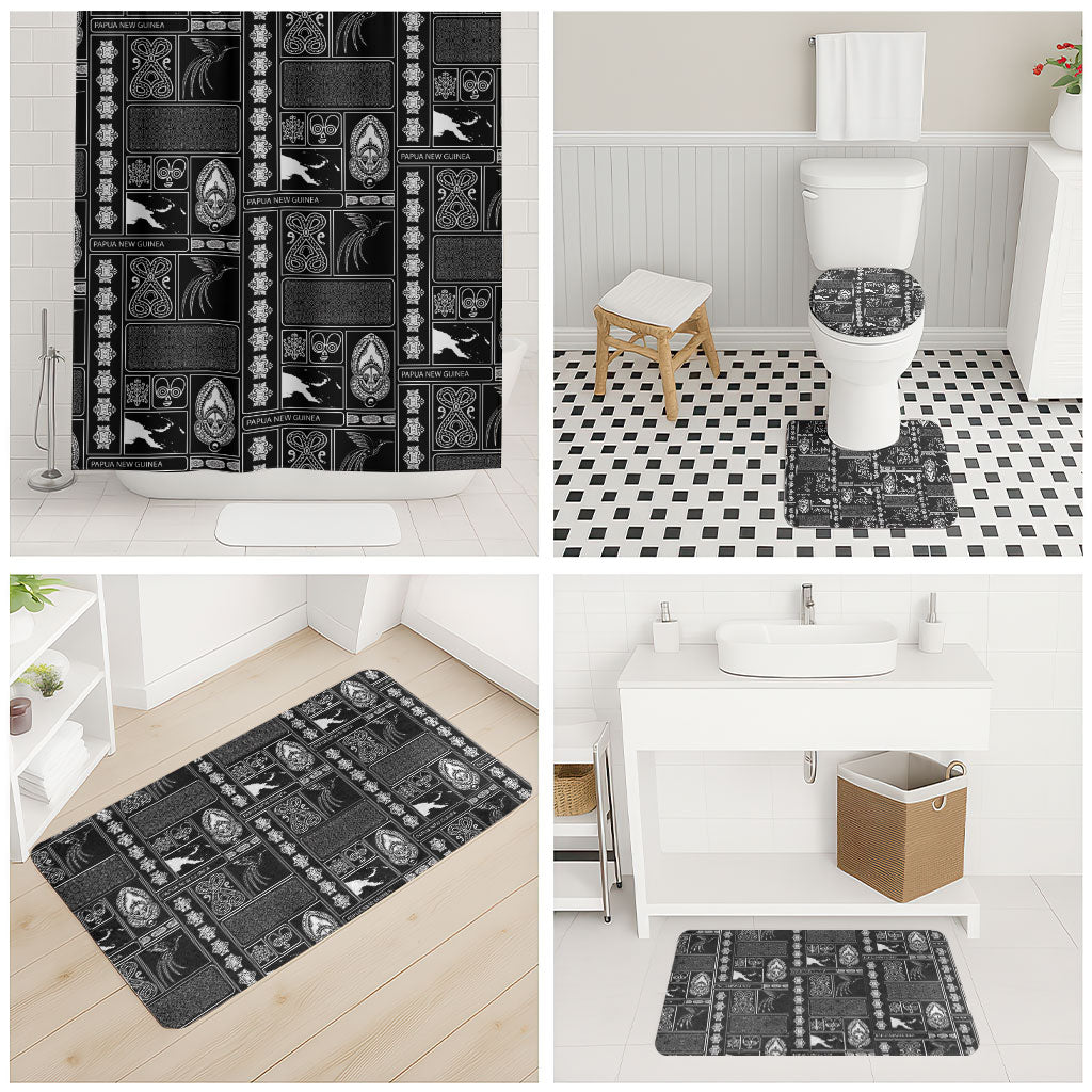 Papua New Guinea Heritage Motif Bathroom Set Black Version LT05 - Polynesian Pride