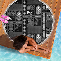 Papua New Guinea Heritage Motif Beach Blanket Black Version LT05 - Polynesian Pride