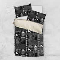 Papua New Guinea Heritage Motif Bedding Set Black Version LT05 US Twin 172cm x 218cm Black - Polynesian Pride