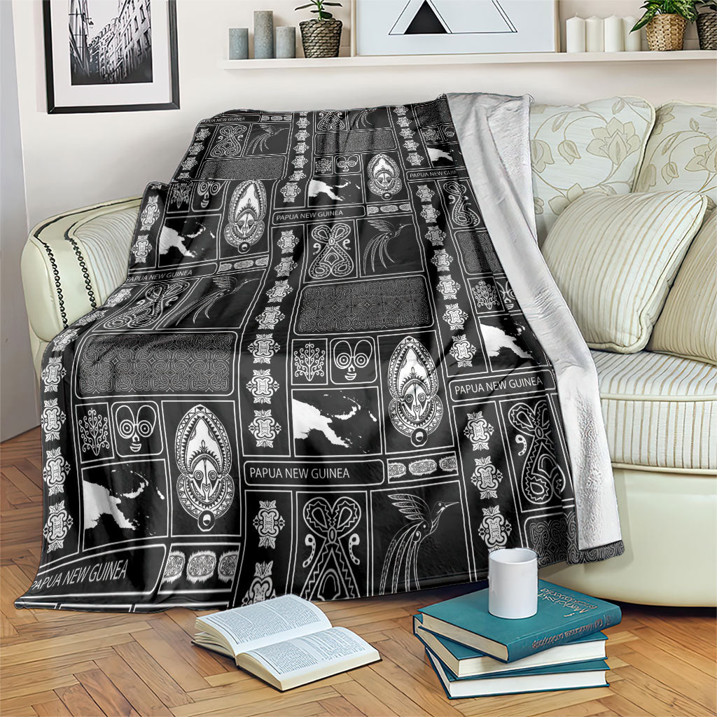 Papua New Guinea Heritage Motif Blanket Black Version LT05 Black - Polynesian Pride