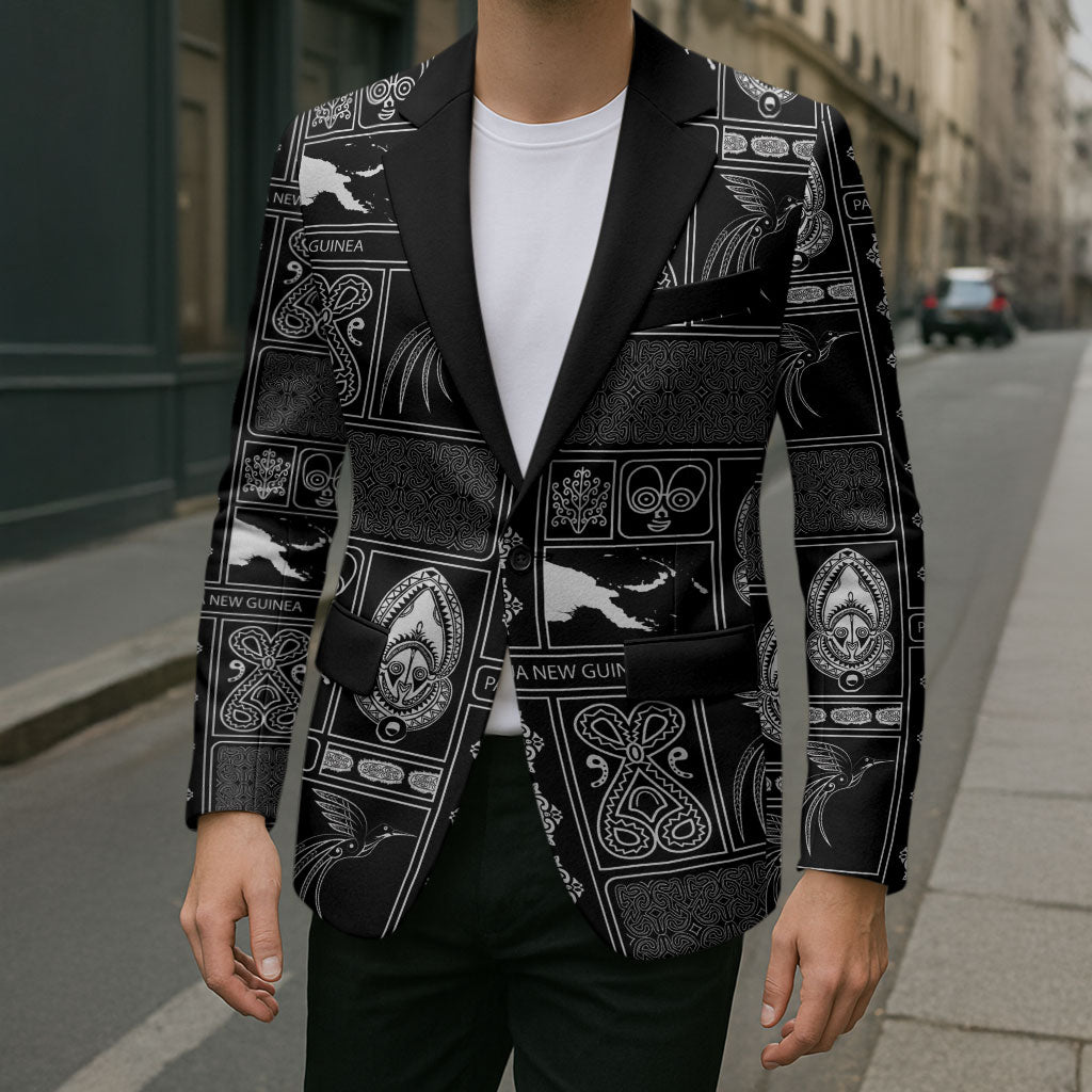 Papua New Guinea Heritage Motif Blazer Black Version LT05 - Polynesian Pride