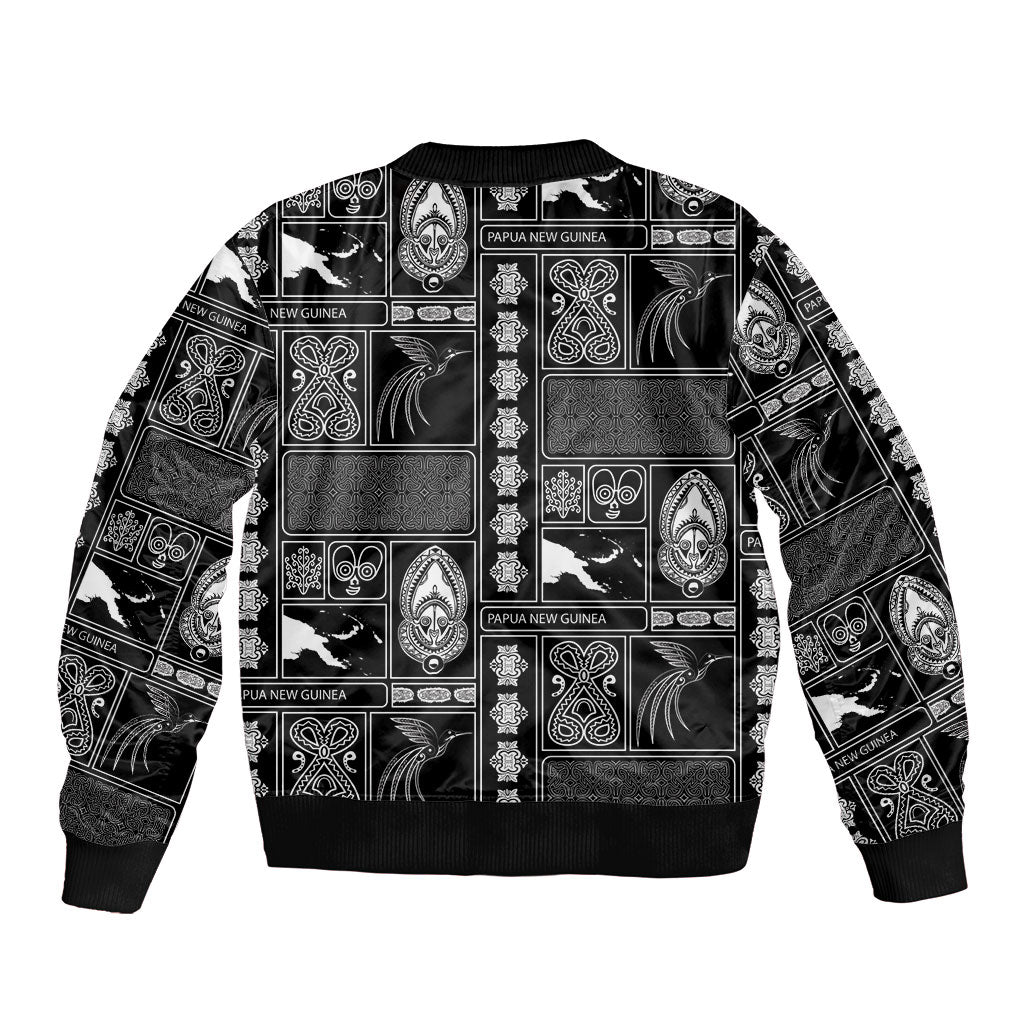 Papua New Guinea Heritage Motif Bomber Jacket Black Version LT05 - Polynesian Pride