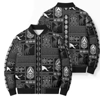 Papua New Guinea Heritage Motif Bomber Puffer Jacket Black Version LT05 - Polynesian Pride