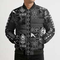 Papua New Guinea Heritage Motif Bomber Puffer Jacket Black Version LT05 - Polynesian Pride