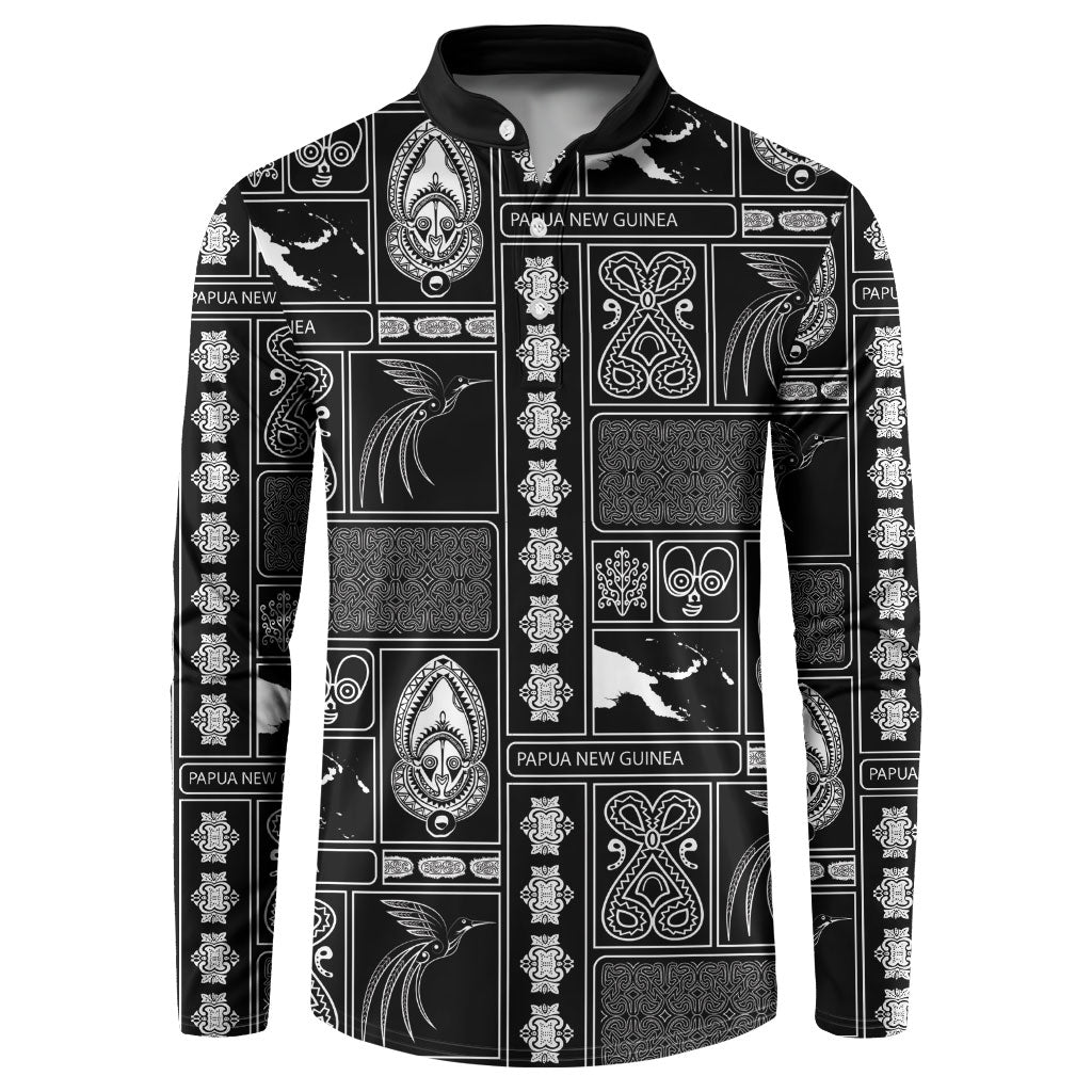 Papua New Guinea Heritage Motif Button Sweatshirt Black Version