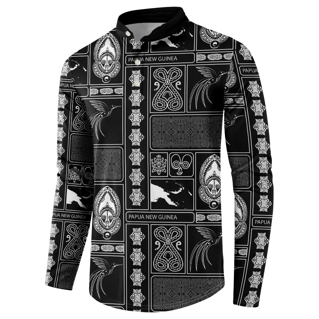 Papua New Guinea Heritage Motif Button Sweatshirt Black Version LT05 - Polynesian Pride