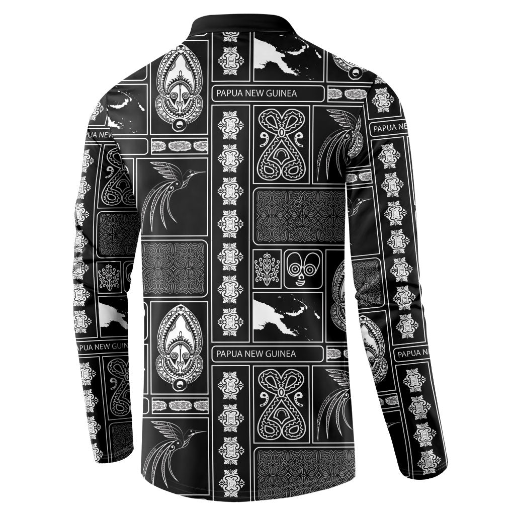 Papua New Guinea Heritage Motif Button Sweatshirt Black Version LT05 - Polynesian Pride