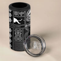Papua New Guinea Heritage Motif 4 in 1 Can Cooler Tumbler Black Version LT05 - Polynesian Pride