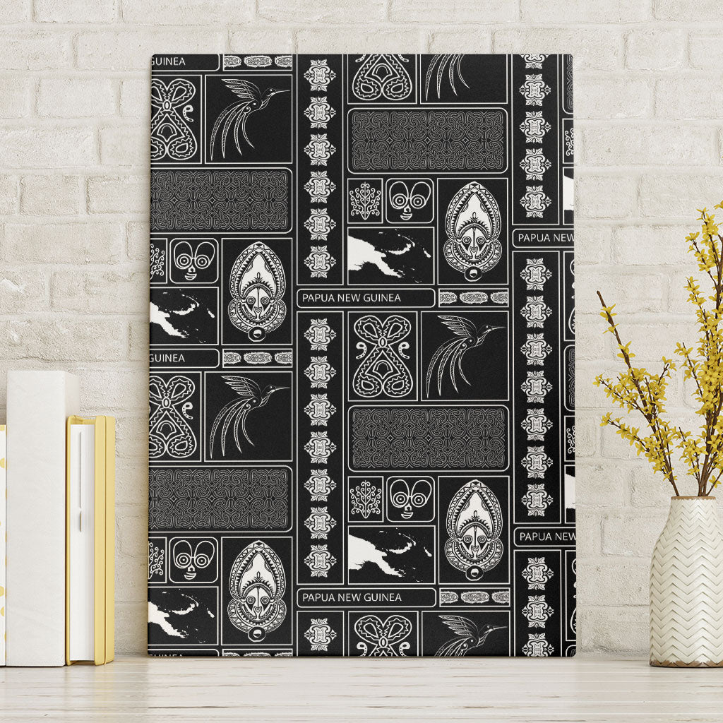 Papua New Guinea Heritage Motif Canvas Wall Art Black Version