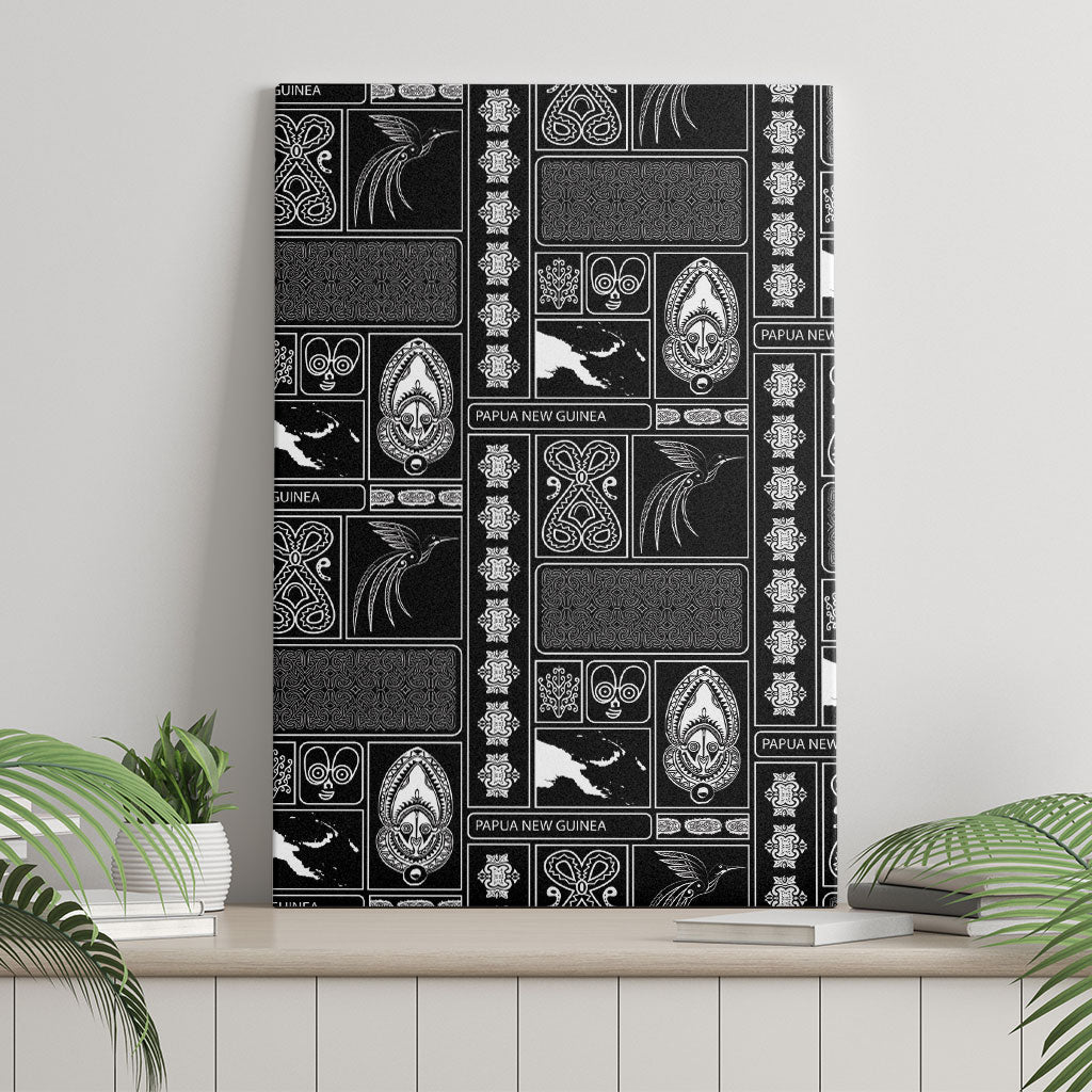 Papua New Guinea Heritage Motif Canvas Wall Art Black Version LT05 - Polynesian Pride