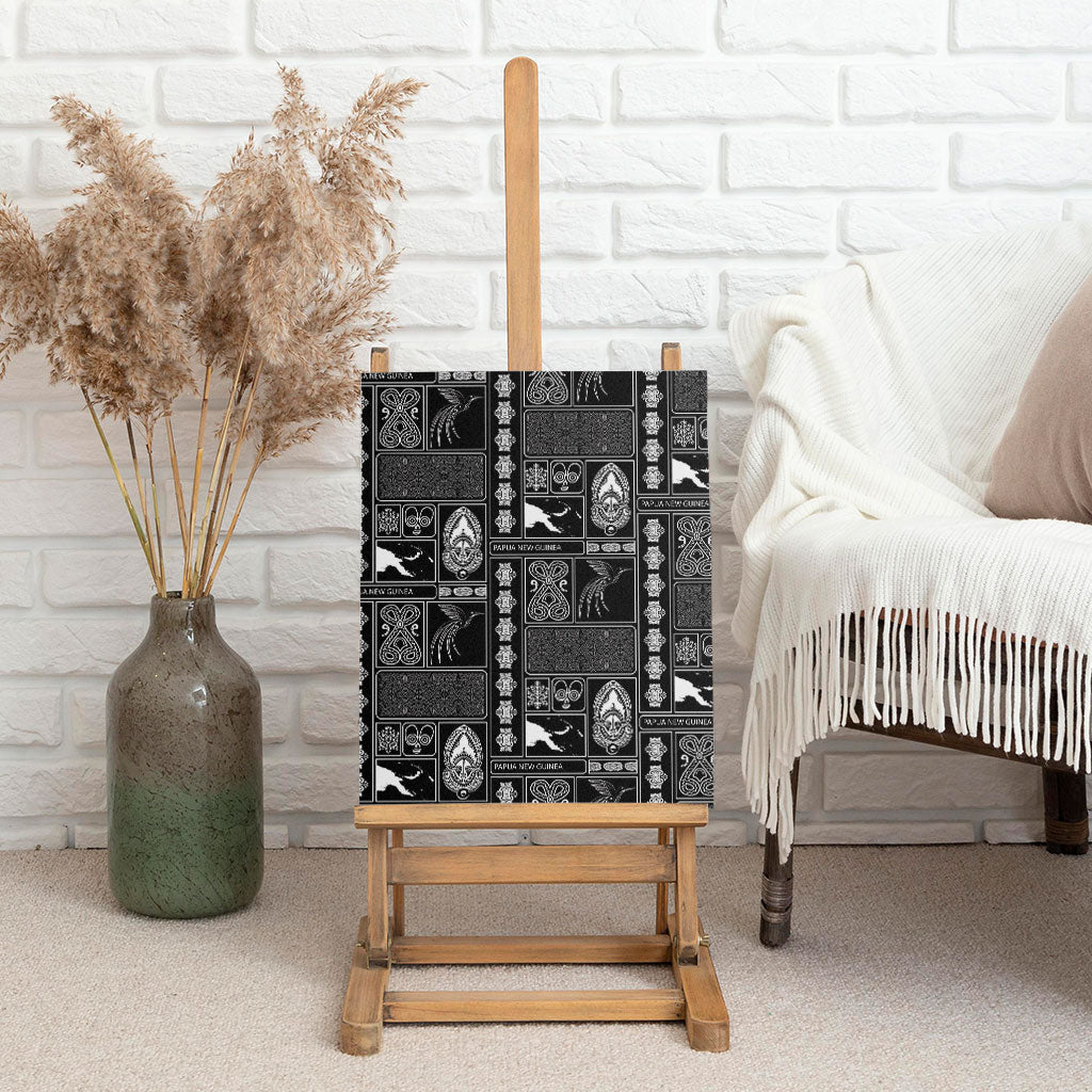 Papua New Guinea Heritage Motif Canvas Wall Art Black Version LT05 - Polynesian Pride