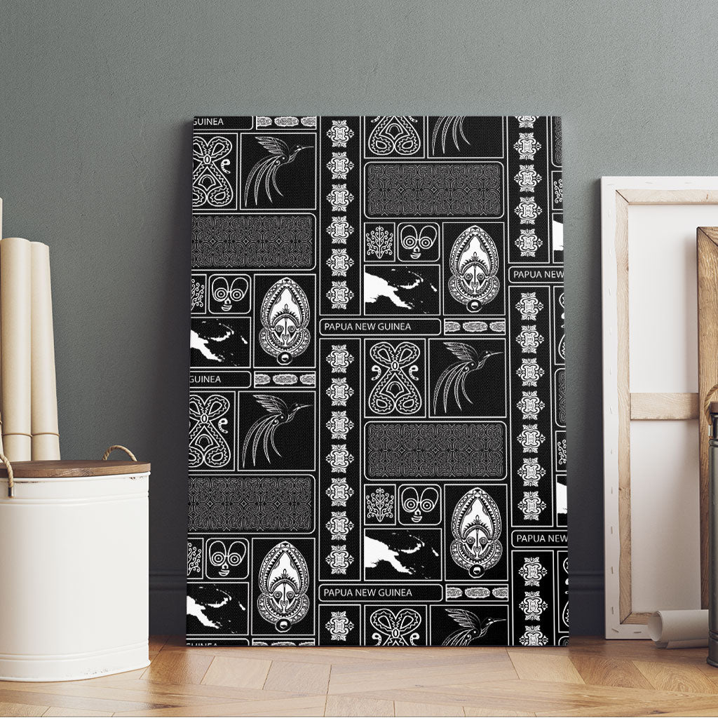Papua New Guinea Heritage Motif Canvas Wall Art Black Version LT05 - Polynesian Pride