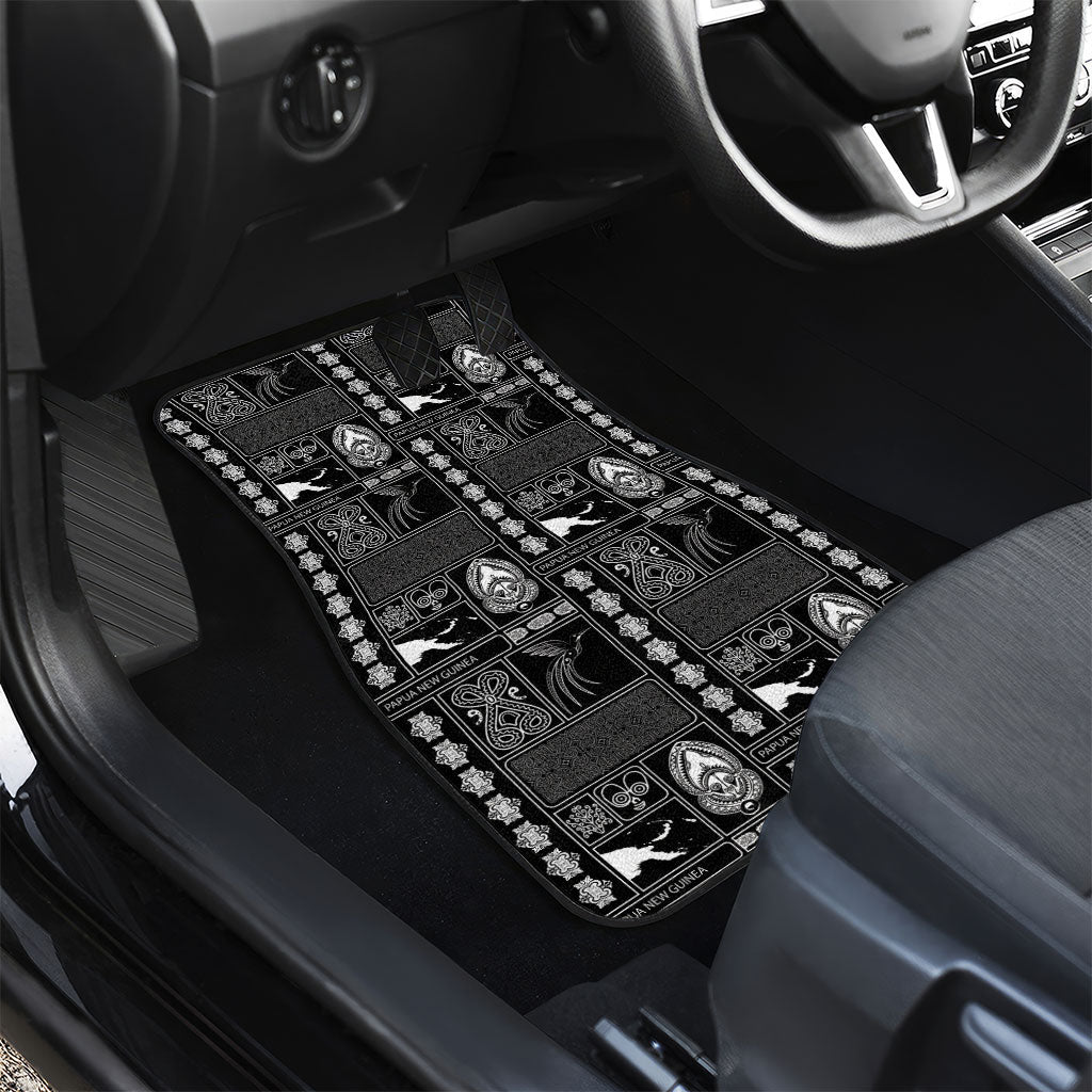 Papua New Guinea Heritage Motif Car Mats Black Version LT05 - Polynesian Pride