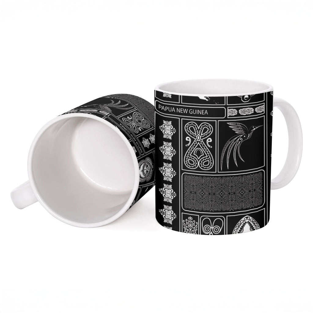 Papua New Guinea Heritage Motif Ceramic Mug Black Version LT05 - Polynesian Pride