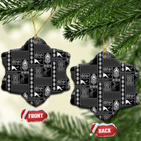 Papua New Guinea Heritage Motif Ceramic Ornament Black Version LT05 Snow Flake Black - Polynesian Pride
