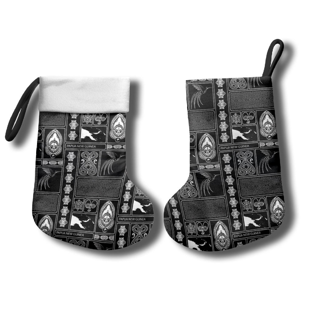 Papua New Guinea Heritage Motif Christmas Stocking Black Version LT05 - Polynesian Pride