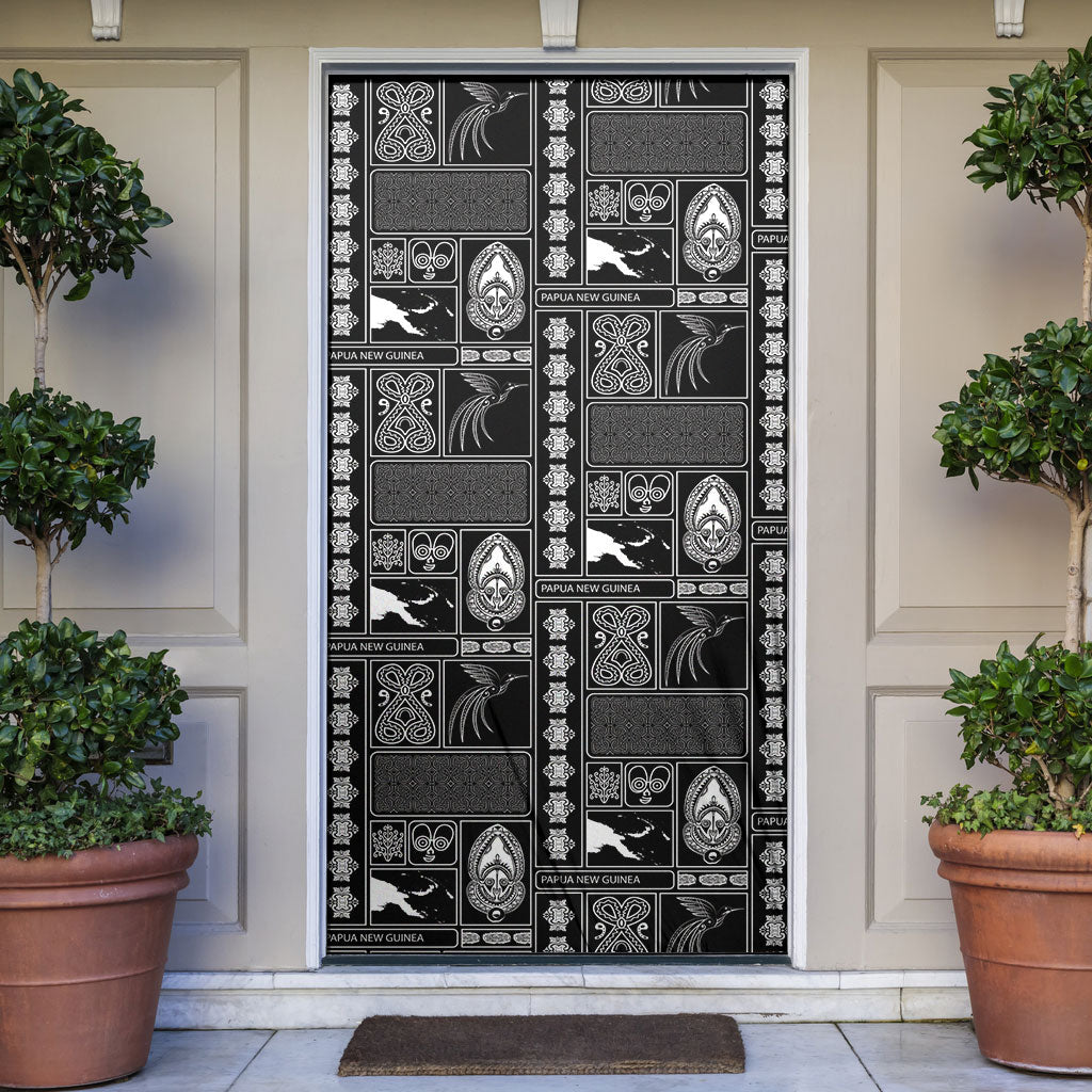 Papua New Guinea Heritage Motif Door Cover Black Version LT05 Black - Polynesian Pride