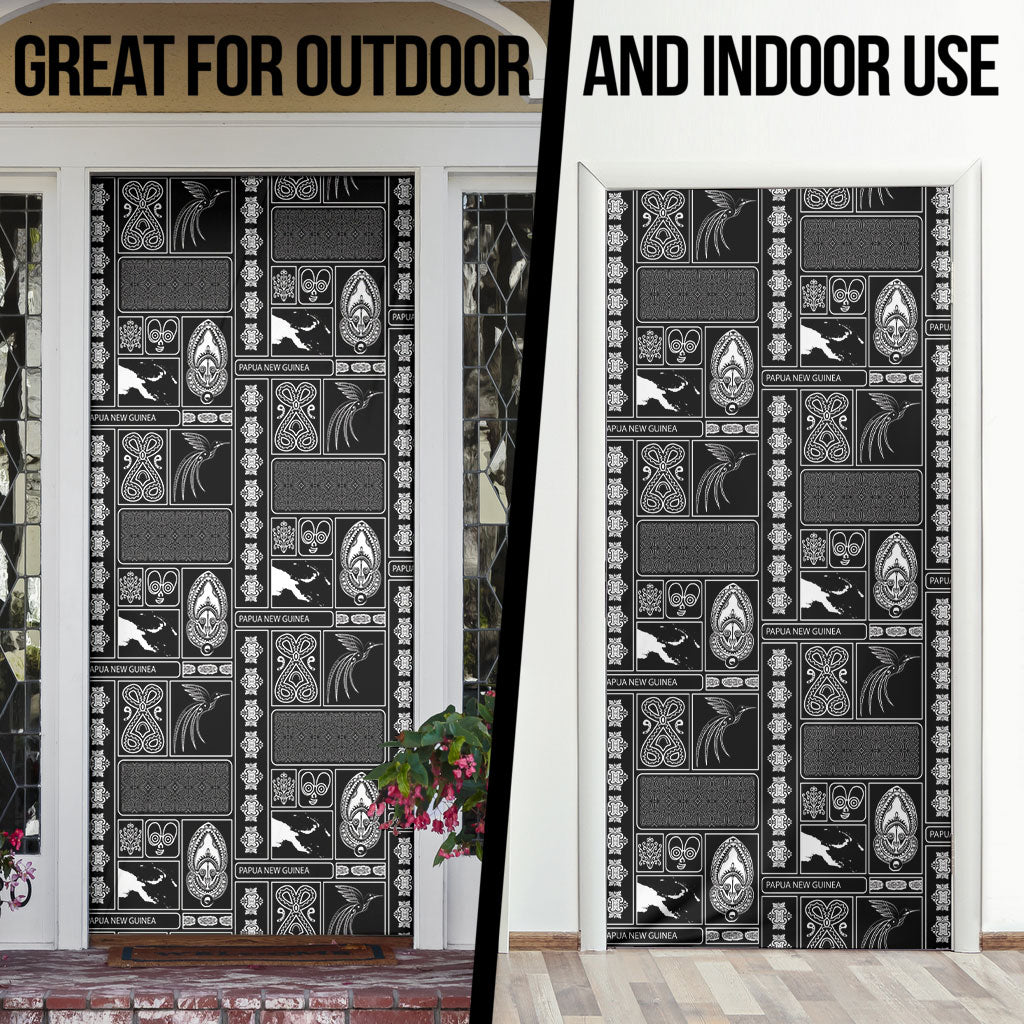 Papua New Guinea Heritage Motif Door Cover Black Version LT05 - Polynesian Pride