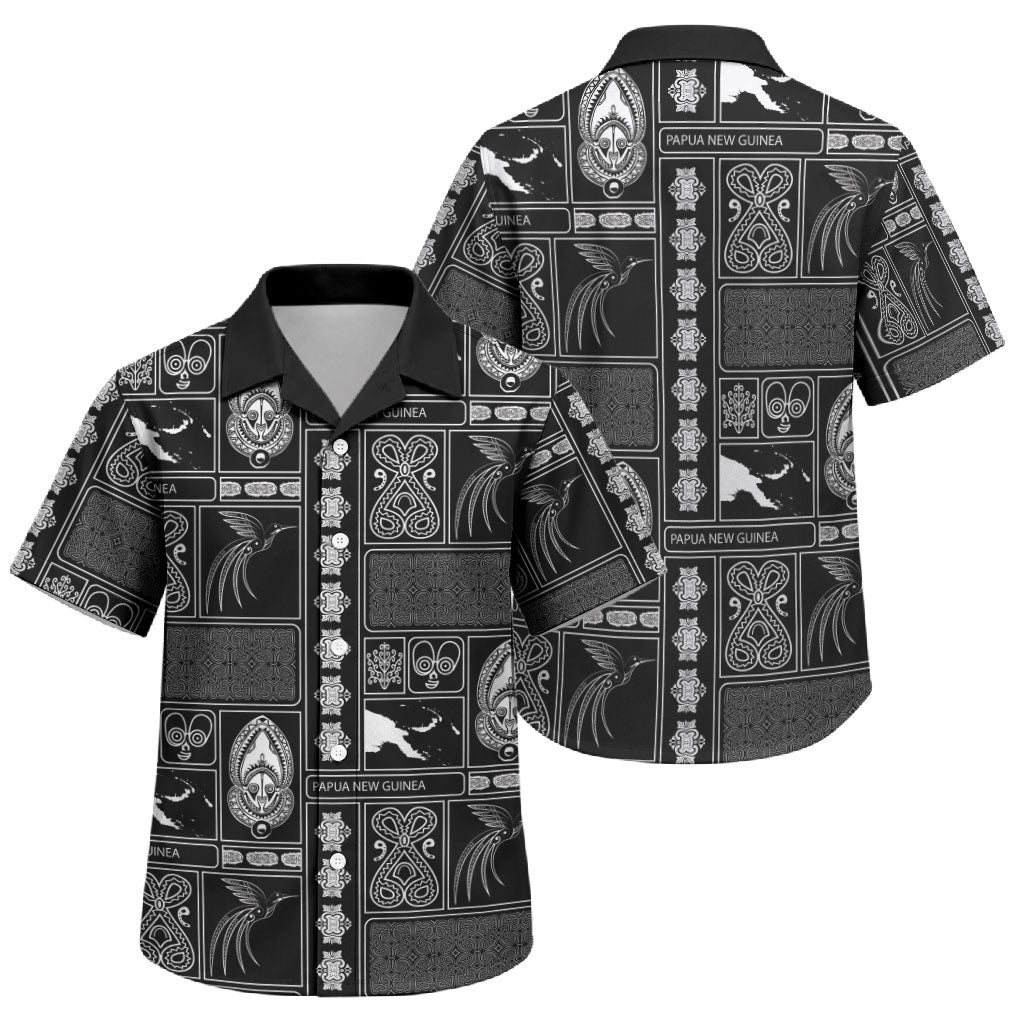 Papua New Guinea Heritage Motif Family Matching Tank Maxi Dress and Hawaiian Shirt Black Version LT05 Son's Shirt Black - Polynesian Pride