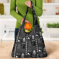 Papua New Guinea Heritage Motif Grocery Bag Black Version LT05 - Polynesian Pride