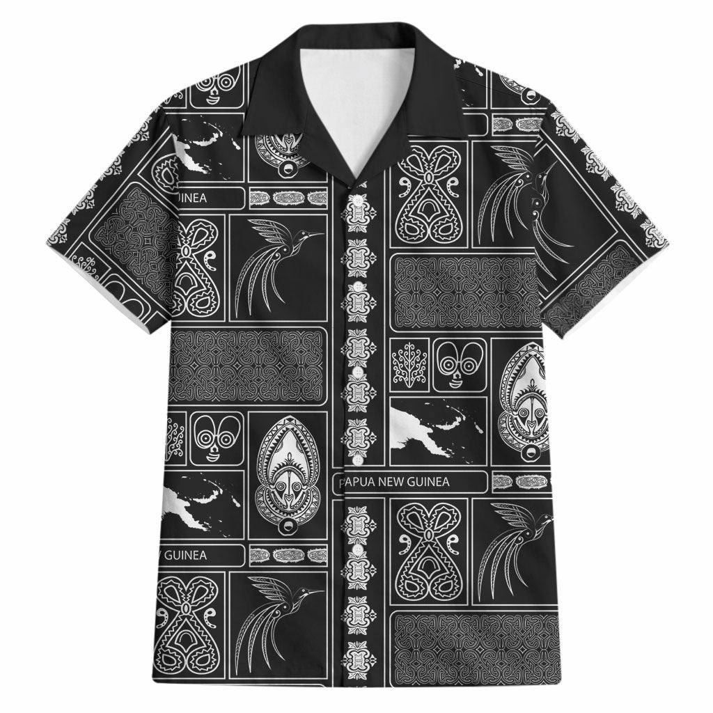 Papua New Guinea Heritage Motif Hawaiian Shirt Black Version