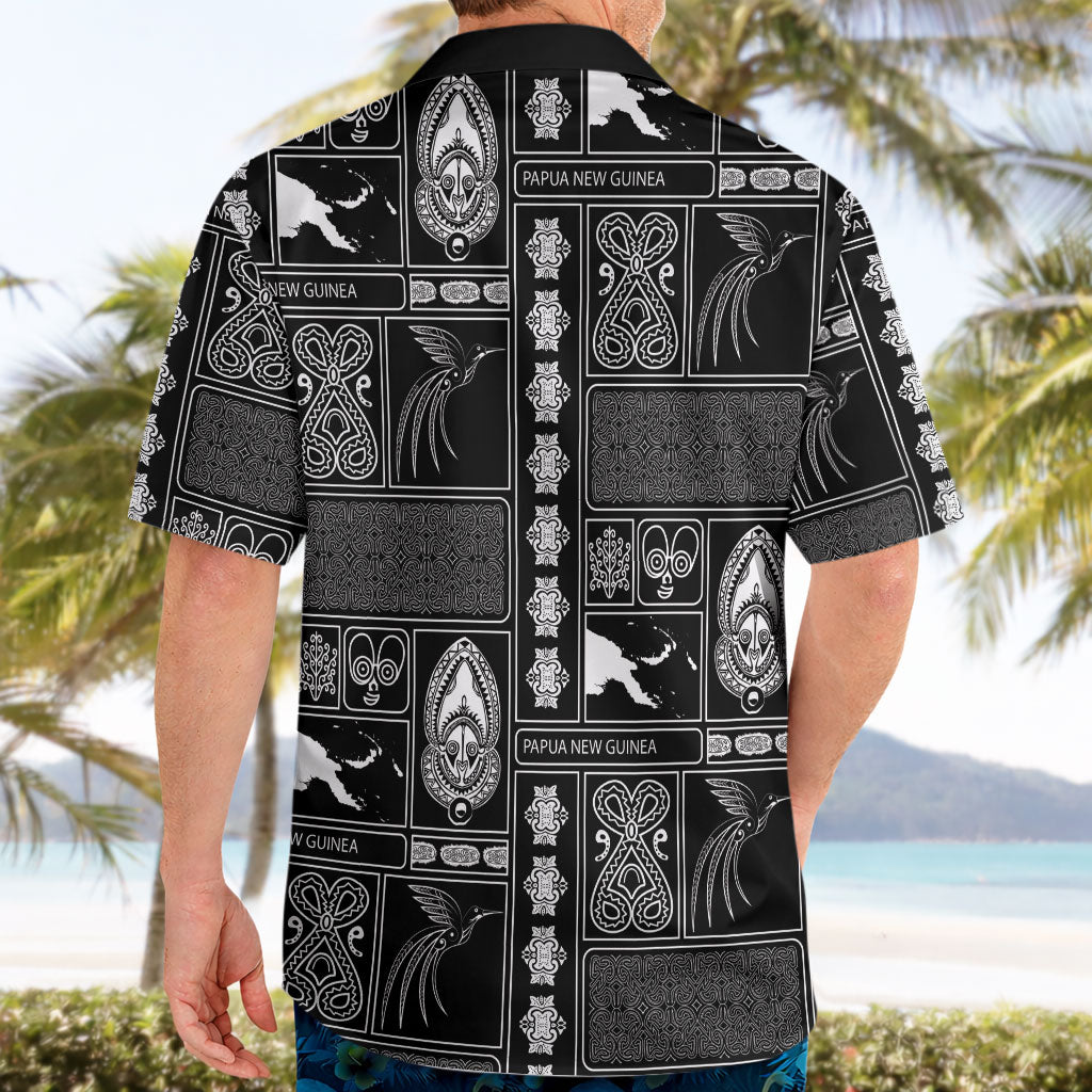 Papua New Guinea Heritage Motif Hawaiian Shirt Black Version LT05 - Polynesian Pride