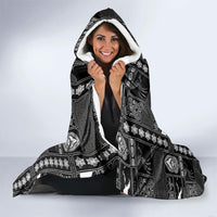 Papua New Guinea Heritage Motif Hooded Blanket Black Version LT05 - Polynesian Pride