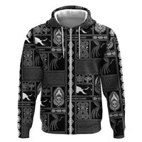 Papua New Guinea Heritage Motif Hoodie Black Version LT05 Zip Hoodie Black - Polynesian Pride