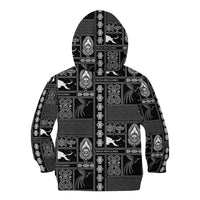 Papua New Guinea Heritage Motif Kid Hoodie Black Version LT05 - Polynesian Pride