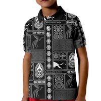 Papua New Guinea Heritage Motif Kid Polo Shirt Black Version LT05 Kid Black - Polynesian Pride