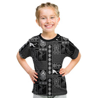 Papua New Guinea Heritage Motif Kid T Shirt Black Version LT05 Black - Polynesian Pride