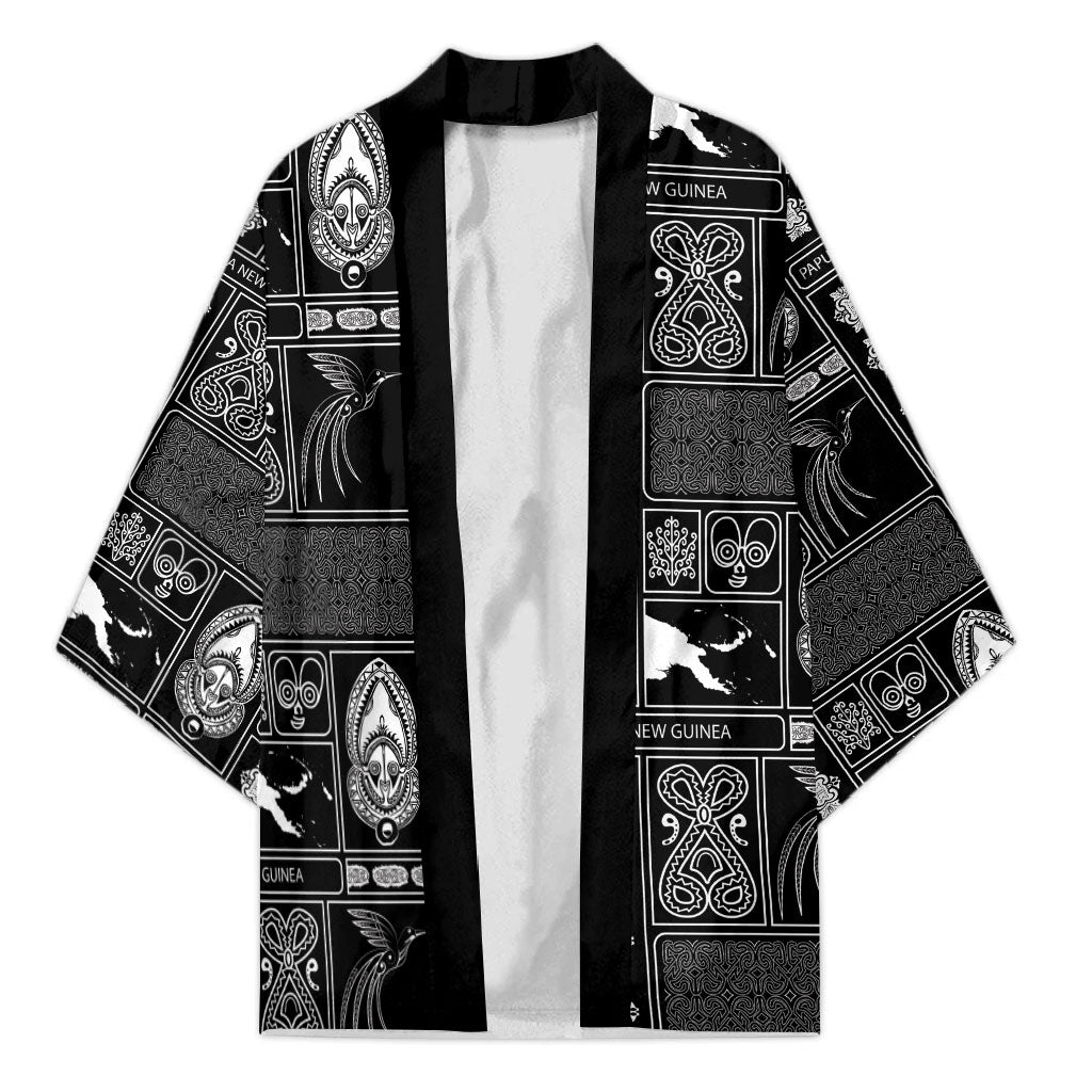 Papua New Guinea Heritage Motif Kimono Black Version LT05 Unisex Black - Polynesian Pride