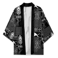 Papua New Guinea Heritage Motif Kimono Black Version LT05 Unisex Black - Polynesian Pride