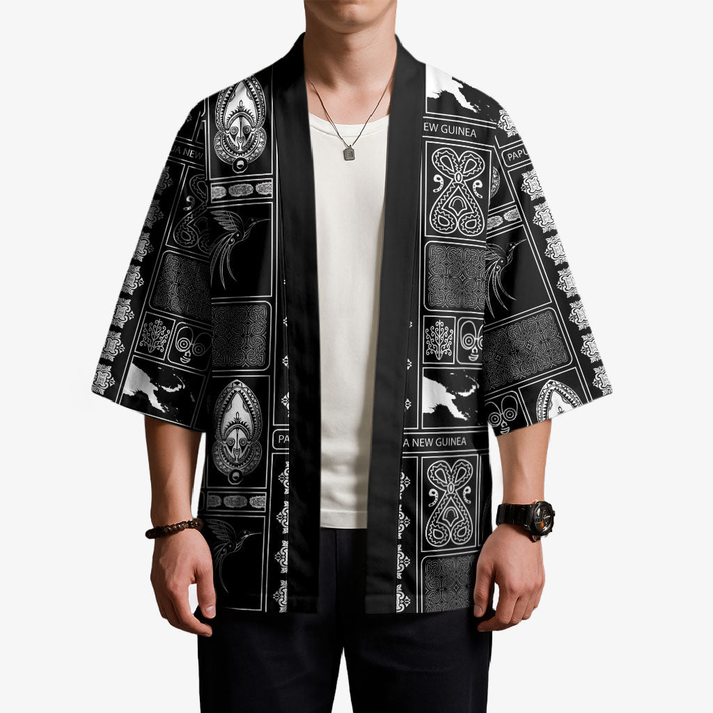 Papua New Guinea Heritage Motif Kimono Black Version LT05 - Polynesian Pride