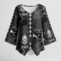 Papua New Guinea Heritage Motif Kimono Sleeve Blouse Black Version LT05 Female Black - Polynesian Pride
