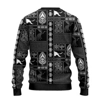 Papua New Guinea Heritage Motif Ugly Christmas Sweater Black Version LT05 - Polynesian Pride