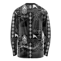 Papua New Guinea Heritage Motif Long Sleeve Shirt Black Version LT05 - Polynesian Pride