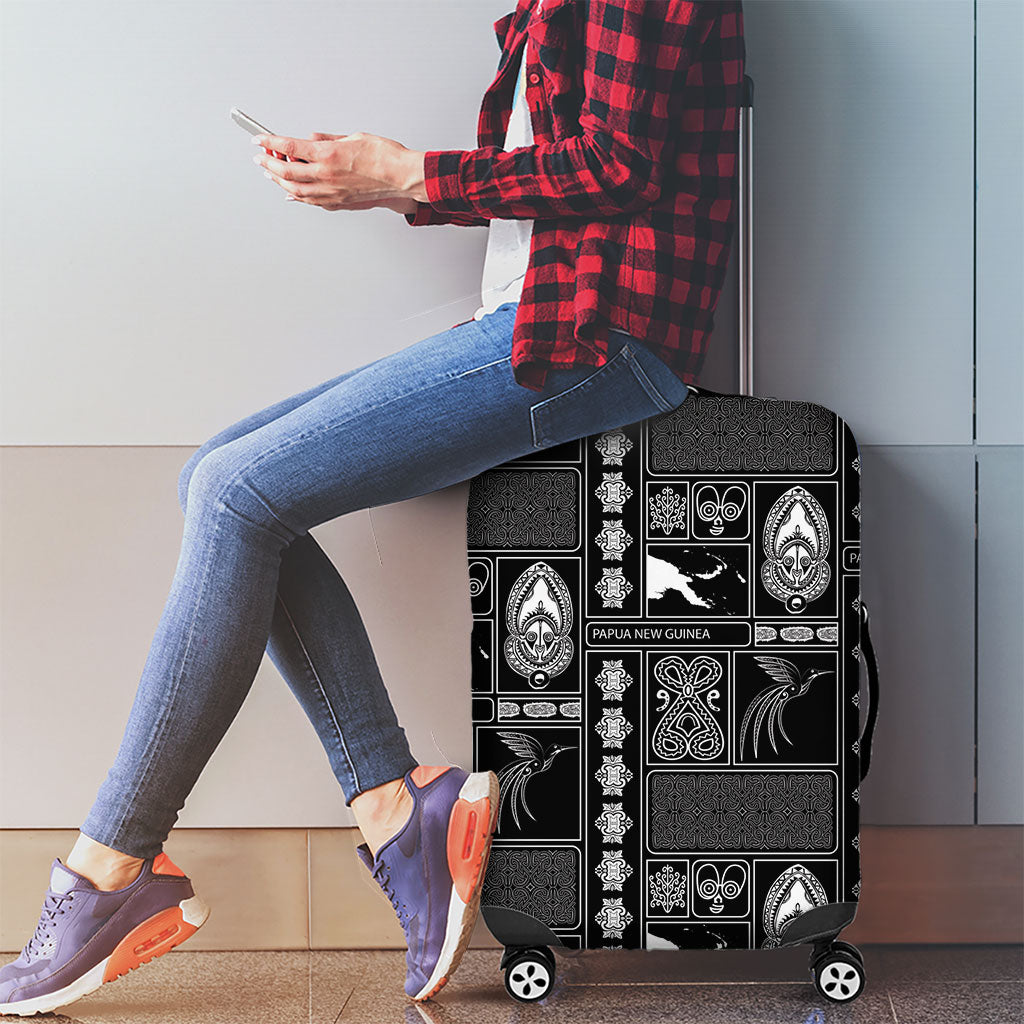 Papua New Guinea Heritage Motif Luggage Cover Black Version LT05 - Polynesian Pride