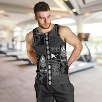 Papua New Guinea Heritage Motif Men Tank Top Black Version LT05 Black - Polynesian Pride
