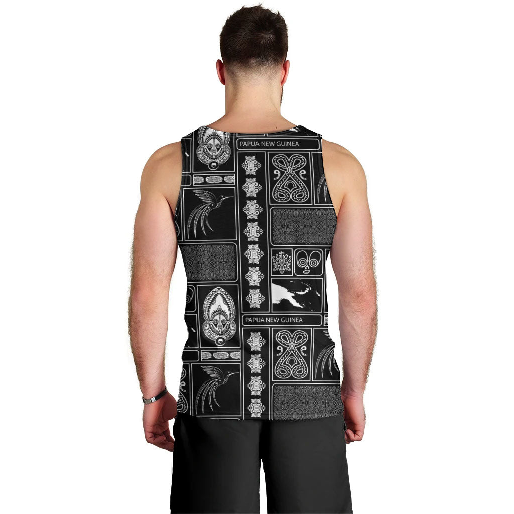 Papua New Guinea Heritage Motif Men Tank Top Black Version LT05 - Polynesian Pride