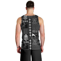 Papua New Guinea Heritage Motif Men Tank Top Black Version LT05 - Polynesian Pride