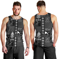 Papua New Guinea Heritage Motif Men Tank Top Black Version LT05 - Polynesian Pride