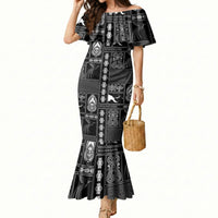 Papua New Guinea Heritage Motif Mermaid Dress Black Version LT05 Women Black - Polynesian Pride