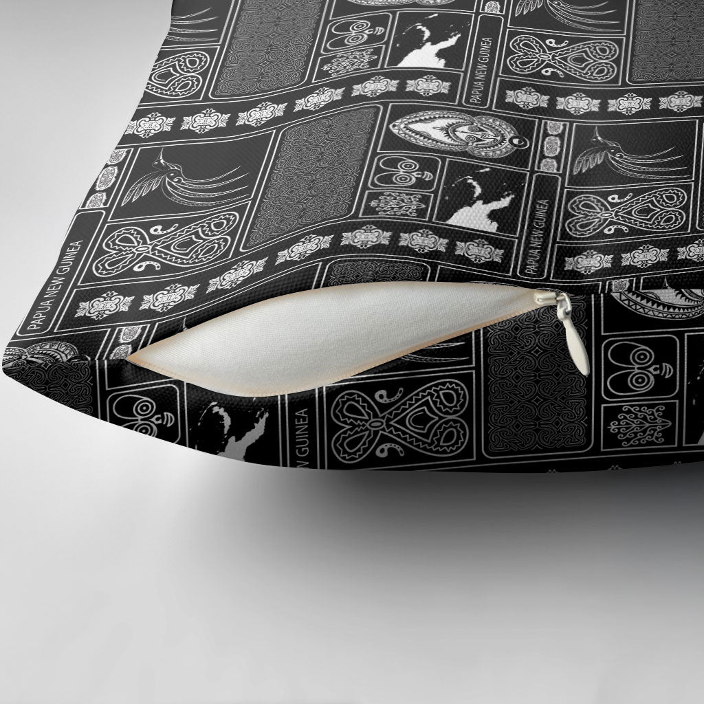 Papua New Guinea Heritage Motif Pillow Cover Black Version LT05 - Polynesian Pride