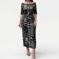 Papua New Guinea Heritage Motif Puletasi Black Version LT05 Long Dress Black - Polynesian Pride